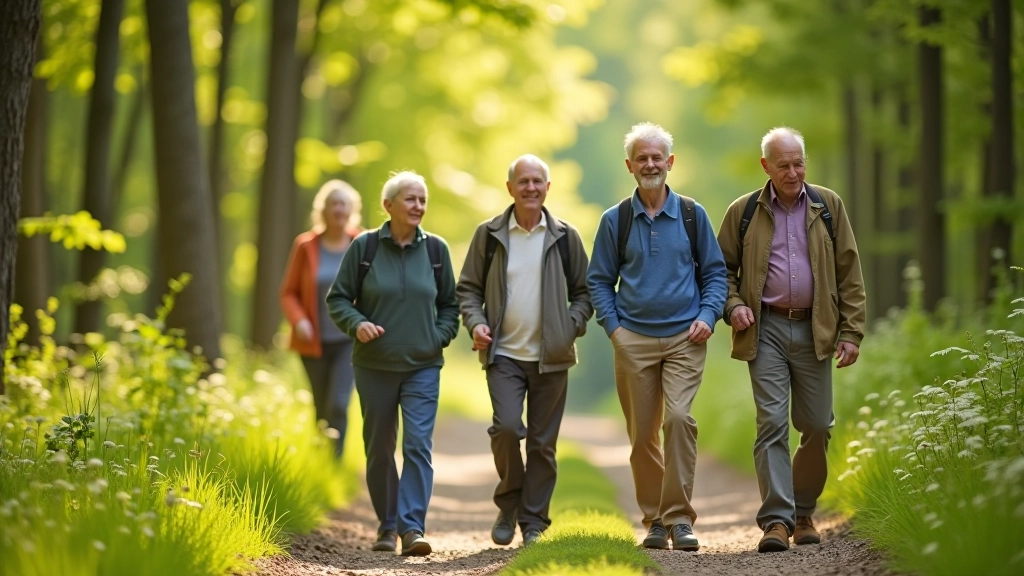 Seniorai ėjimas per tvarkingas žygių takas